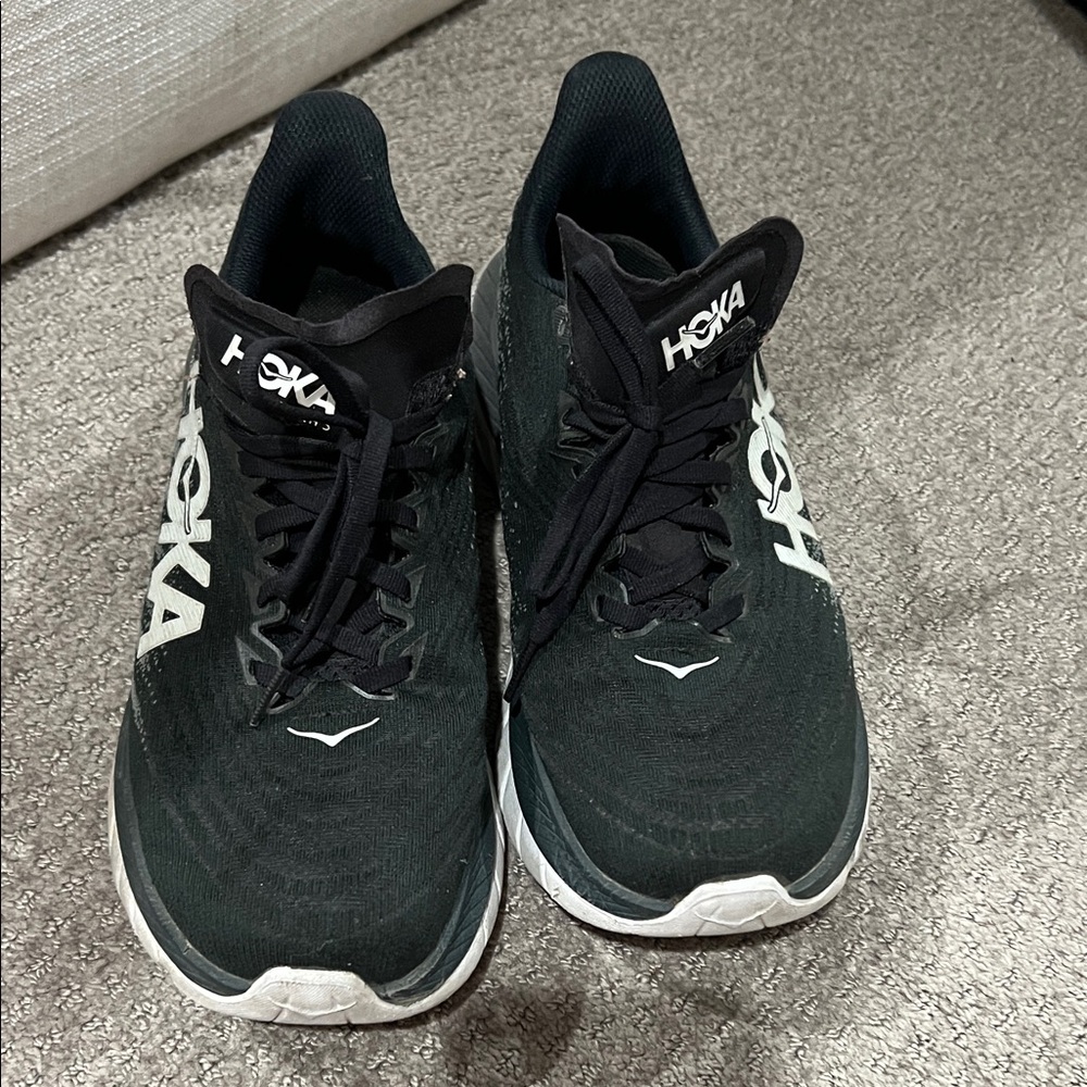 Hoka Black and White Athletic Shoes